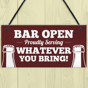 Red Ocean Bar Sign, OPEN Sign, Bar Sign Funny, Man Cave Sign, Shed Sign, Pub Sign, Sign Hanging Plaque