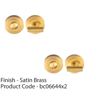 2 PACK - Knurled T Bar Thumbturn & Release Lock - Satin Brass - Bathroom Door WC