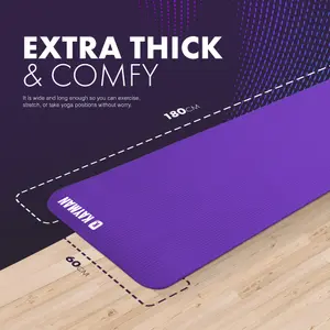 KAYMAN Yoga Mat Purple - 183cm x 60cm - Multi-Purpose Extra Thick Foam Exercise Mats