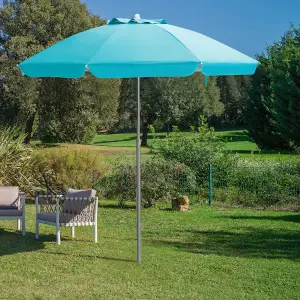 Costway 2M Patio Beach Umbrella Portable Sunshade Umbrella UPF 50+ with Sand Anchor