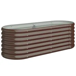 Berkfield Garden Planter Powder-coated Steel 114x40x36 cm Brown