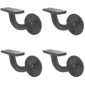 EAI Handrail Bracket Antique Iron Black Pack 4 Banister Brackets Stair Banister Wall Handrail 70mm