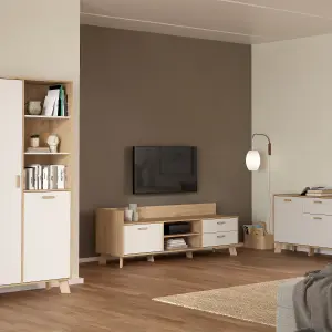 Ikast TV-unit with 1 Door + 2 Drawers in Jackson Hickory and White