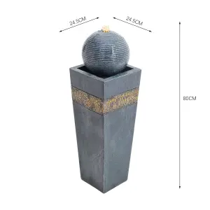 Modern Style Outdoor Garden Trapezoidal Water Feature Fountain with Warm Light H 80 cm