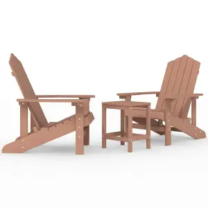 Berkfield Garden Adirondack Chairs with Table HDPE Brown