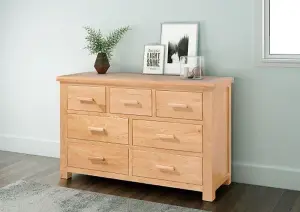 Sienna 3 Over 4 Chest of Drawers - D47 x W130 x H85 cm - Oak