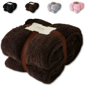 BLANKET THROW Teddy Bear Flannel Fleece Fluffy Fur Super Soft - Double 150 x 200 cm - Brown