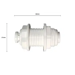 Hommix 1/4" Push Fit to 1/4" Push Fit Bulk Head Connector