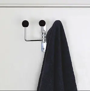 Wall Mounted Hook Hanger with 3 Ceramic Rotating Hooks, Black