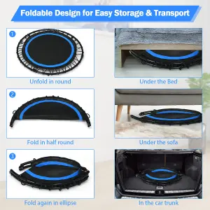 Costway 40" Mini Trampoline Foldable Fitness Trampoline with Height Adjustable Handle