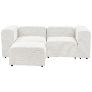 2 Seater Modular Corduroy Sofa with Ottoman White FALSTERBO