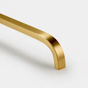 Satin Brass Curved Cabinet D Bar Handle - Solid Brass - Hole Centre 448mm - SE Home