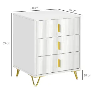 HOMCOM 3 Drawer Dresser, Chest of Drawers Storage Cabinet, White