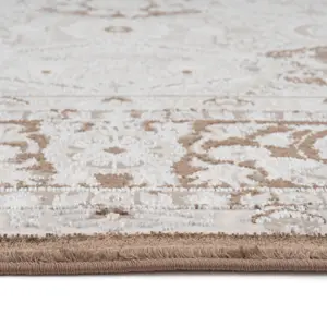 Beige Ornate Traditional Bedroom Living Area Runner Rug 60x240cm