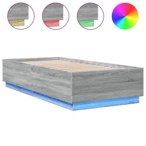 Berkfield Bed Frame with LED without Mattress Grey Sonoma 100x200 cm