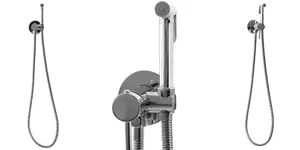 Rea Chrome Colour Finishing Brass Bidet Tap Ceramic Mixer Expendable Handle 1.2m Hose