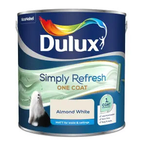 Dulux One coat Almond white Matt Emulsion paint, 2.5L