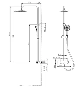 VURTU Hunsdon Thermostatic Shower Valve System, 870(H) x 325(W), Chrome, 628553