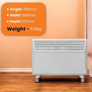 Electric Panel Heater 1500W Floor or Wall Mounted Radiator, Adjustable Thermostat with Programmable Timer