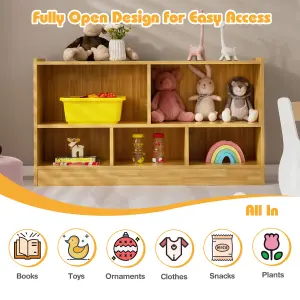 Costway Kids Storage Shelf Unit 5-Cubby Wooden Children Bookcase Toy Storage Organizer