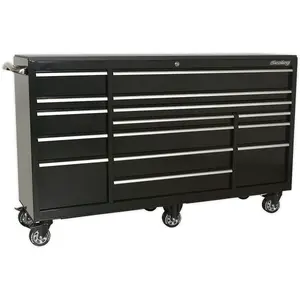 15 Drawer Black Portable Tool Chest with Locking Mobile Storage - 1845mm x 510mm x 1125mm