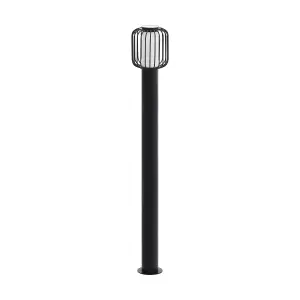 IP44 Outdoor Bollard Light Black Zinc Plated Steel 1 x 28W E27 Bulb Post