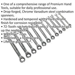 Premium 12-Piece Ratchet Spanner Set - Metric Chrome Vanadium Tools