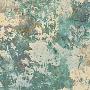 Patina Concrete Effect Wallpaper In Teal And Ochre