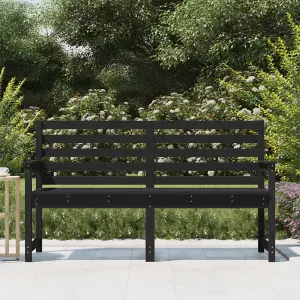 Berkfield Garden Bench Black 159.5x48x91.5 cm Solid Wood Pine