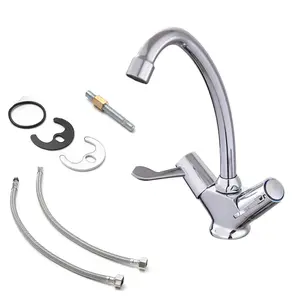 BATHWEST Kitchen Sink Mixer Tap for Basin, Brass Construction, with Twin Levers & Swivel Faucet