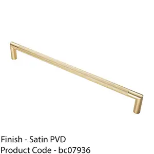 Knurled Mitred Door Pull Handle 470 x 20mm 450mm Fixing Centres Satin Brass PVD