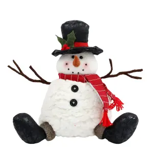 Something Different Sitting Snowman Christmas Decoration White/Red/Black (One Size)