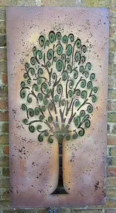 Rectangular Tree of Life Screen Wall Art Plaque Garden Décor