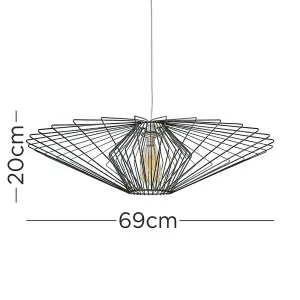 ValueLights Sinat Geometric Design Black Wire Basket Cage Ceiling Pendant Light Shade