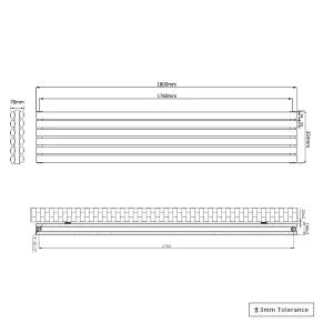 Right Radiators 1800x354 mm Horizontal Vertical Oval Column Radiator Double Panel Rads Black