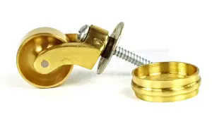 1x BRASS CASTOR & RING 25mm SCREW IN CASTOR  FURNITURE BEDS SOFAS CHAIRS STOOLS