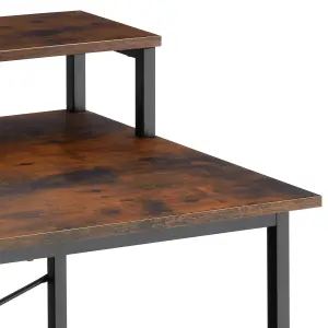 Desk with shelf and fabric bag - Industrial wood dark, rustic