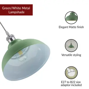 Innoteck Retro Industrial Dome shape Pendant Lampshade - Green & Inner White