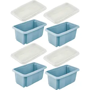 Keeeper Blue Turn Around Stacking Box 7 Litre With Lid - Set Of 4