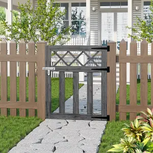 3x2.5ft Outdoor Grey Cross Top Garden Wooden Gate Fence Patio Gate