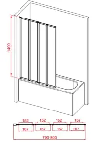 Aquarius LevAqua Framed Four Panel Folding Bath Screen Chrome