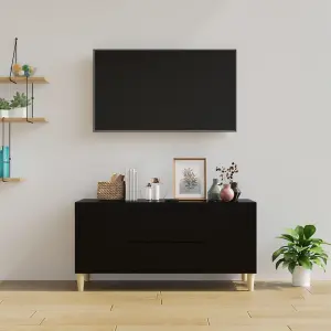 Berkfield TV Cabinet Black 102x44.5x50 cm Engineered Wood