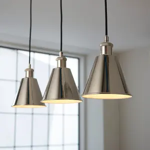 Luminosa Brescia Plate Pendant Ceiling Lamp, Bright Nickel Plate