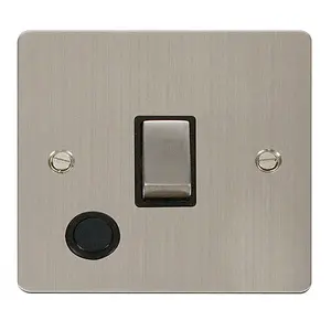 Flat Plate Stainless Steel 1 Gang 20A Ingot DP Switch With Flex - Black Trim - SE Home