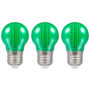 Crompton Lamps LED Golfball 4.5W E27 Harlequin IP65 Green Translucent (3 Pack)