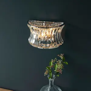 Luminosa Vittoria Wall Lamp Bright Nickel Plate, Crystal And Clear Glass