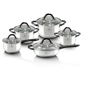 BLAUMANN 10Pcs Cookware Set Stainless Steel Pots Pans Induction Set with Lid