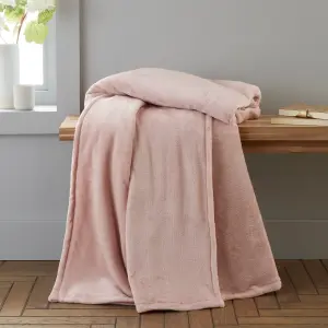 Catherine Lansfield Raschel Velvet Touch 130x170cm Blanket Throw Blush Pink