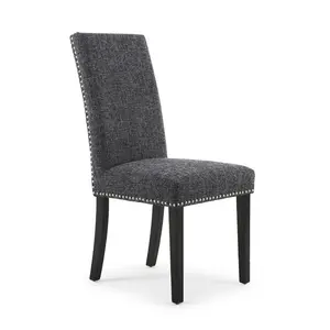 Richard Upholstered Dining Chair (Set of 2) Steel Grey Linen Effect / Black