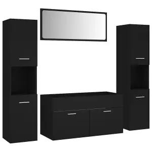 Berkfield Bathroom Furniture Set Black Engineered Wood